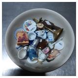 Miniature Collectibles in Ceramic Bowl