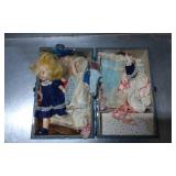 Vintage Doll Trunk with Dolls and Clothing Accesso