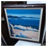Framed Oil Painting Depicting Coastal Landscape