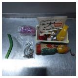 Vintage Items Lot Including Wooden Rattle and Prom