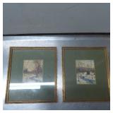 Framed Winter Landscape Prints with Gilded Frames