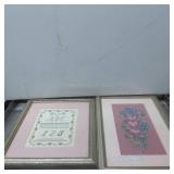 Framed Cross-Stitch Artworks Featuring ABCs, Numbe