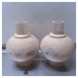 Frosted Glass Lamp Shades with Etched Geometric Pa