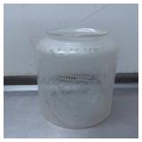 Frosted Glass Vase with Floral and Patterned Etchi