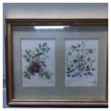 Framed Pair of Floral Prints Numbered and Signed b