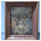 Framed Religious Print Depicting the Holy Family