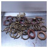 Brass and Wood Curtain Rings with Hardware