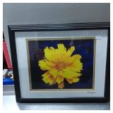 Framed ML Grauer Floral Print with Artist Signatur