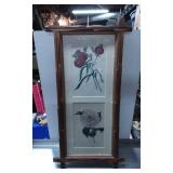 Framed Set of Two Floral Botanical Prints in Woode