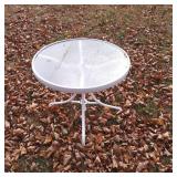 Round Glass-Top Table With Metal Frame, 27 Inches