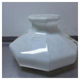 Octagonal White Glass Lamp Shade with Floral Desig