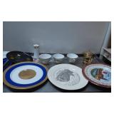 Ceramic Plates, Tea Cups, Vase, and Metallic Teapo
