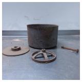 Metal Components Including Wheel, Lid, and Cylindr