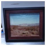 Framed Landscape Photograph in Black and Burgundy