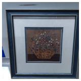 Framed Floral Basket Artwork by Valerie Lins Werk,