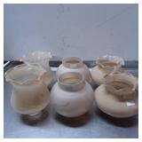 Six Frosted Glass Lamp Shades with Scalloped Rims