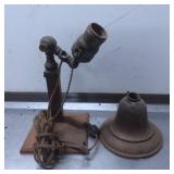 Brass Desk Lamp With Socket And Bell-Shaped Shade