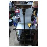 Brass and Metal Torchiere Floor Lamp with Bowl Sha