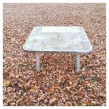 Glass-Top Outdoor Table with Metal Frame, Approxim