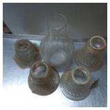 Five Glass Lamp Shades with Various Designs