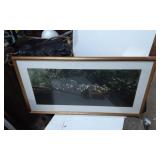 Framed Landscape Print with Floral Detailing and G