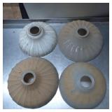 Four Frosted Glass Lamp Shades with Ribbed Design