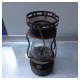 Rusty Metal Kerosene Lantern with Glass Globe