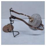 Hanging Oil Lamp with Glass Reservoir and Metal Mo