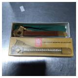 Brass Colored Leather Cigar Cutter with Original B