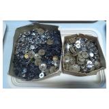 Buttons in Two Cardboard Boxes