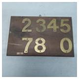 Wooden Plaque With Brass Numerals 0ï¿½8