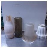 Four Vintage Glass and Alabaster Lamp Shades