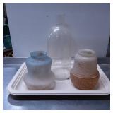 Three Assorted Glass and Ceramic Vessels