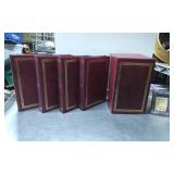Four Burgundy Faux Leather Photo Albums with Gold-