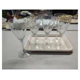 Six Long Stem Crystal Wine Glasses, 9 Inches Tall