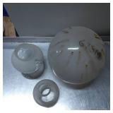 Three Frosted Glass Lampshades with Decorative Det