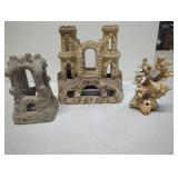 Three Vintage Fish Tank Decorations, Largest 8 Inc