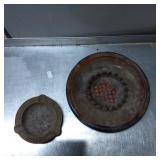 Two Vintage Glass Ashtrays with Amber Tint and Mol