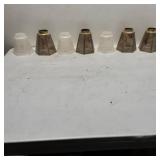 Seven Frosted and Tinted Glass Lamp Shades