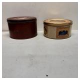 Two Small Tin Boxes, One with Label and Contents