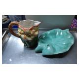 Ceramic Pitcher with Multicolored Floral Design an
