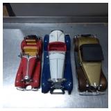 Three Die-Cast Vintage Convertible Model Cars