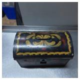 Painted Tin Storage Box with Lid and Handle