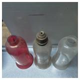 Three Glass Lamp Shades with Decorative Detailing