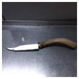 Hunting Knife with Polished Steel Blade and Antler