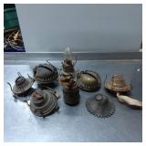 Vintage Metal Oil Lamp Burners and Accessories