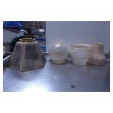 Four Assorted Glass Lamp Shades in Various Styles