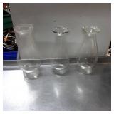 3 Clear Glass Oil Lamp Shades with Scalloped Rims