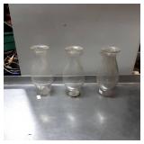 3 Clear Glass Oil Lamp Shades with Flared Tops