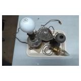 Glass and Metal Table Lamp Parts With One Broken L